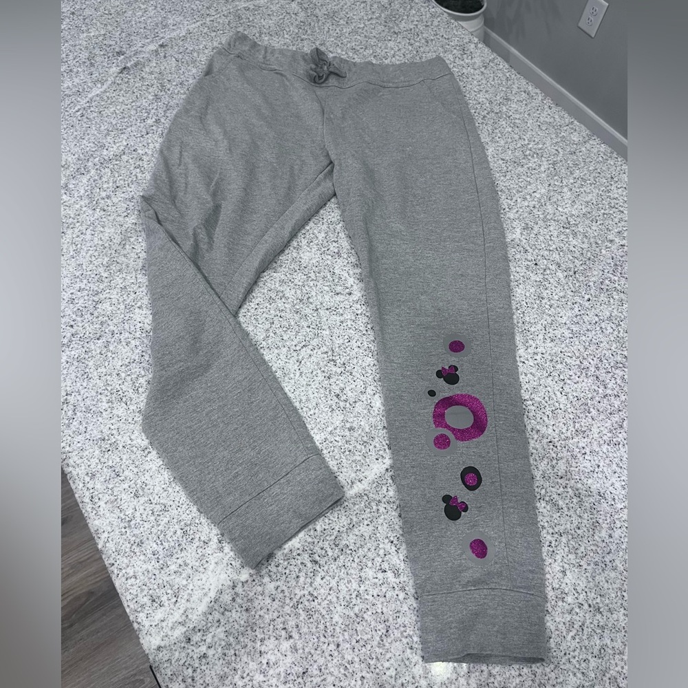 Disney Gray Sweatpants with Pink and Black Accents